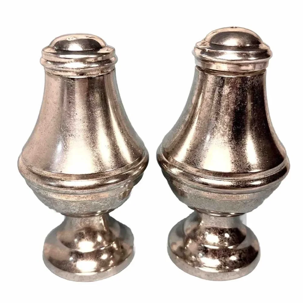 Vintage Art Deco Silver Plate Salt And Pepper Shaker Set‎ 3.75